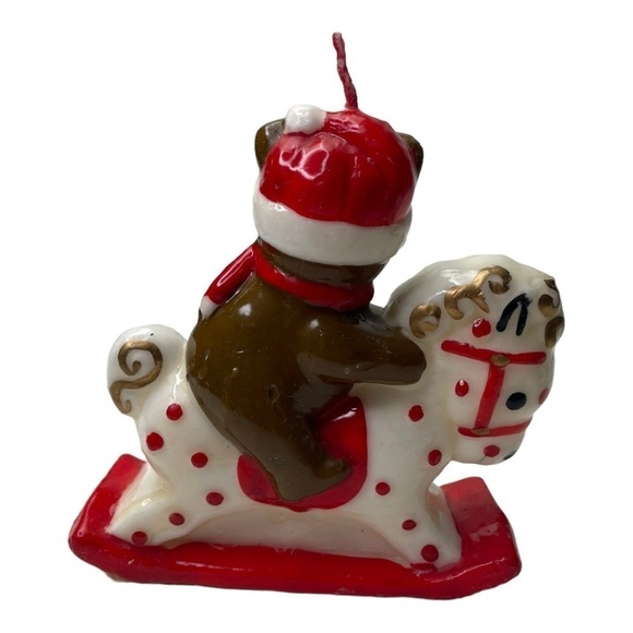 Vintage Christmas Bear On A Rocking Horse Candle - Picture 5 of 5